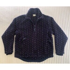 Women’s Vintage LL Bean Birdseye Pile Fleece Navy Blue Full Zip Jacket Small